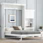 Queen Size Murphy Bed with Multiple Storage Shelves and Louvered Style Decoration, White