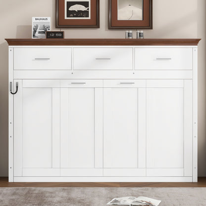 Twin Size Murphy Bed with 3 Drawers, White
