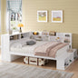 Full Size Daybed with Storage Cabinets, Shoe Cabinet and USB Ports, White