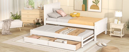 Twin Size Daybed with Trundle & Drawers - White Pine for Bedroom