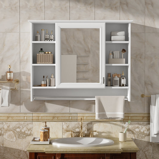 3-in-1 Bathroom Mirror Cabinet, 36-inch Wall Mounted Medicine Cabinet with Adjustable Shelf & Soft Close Door, High-Define Mirror with Storage for Bathroom Vanity