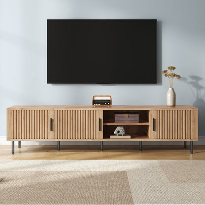 78 Inch Natural Wood TV Stand - Supports 85 Inch TVs for Living Room