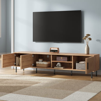 78 Inch Natural Wood TV Stand - Supports 85 Inch TVs for Living Room