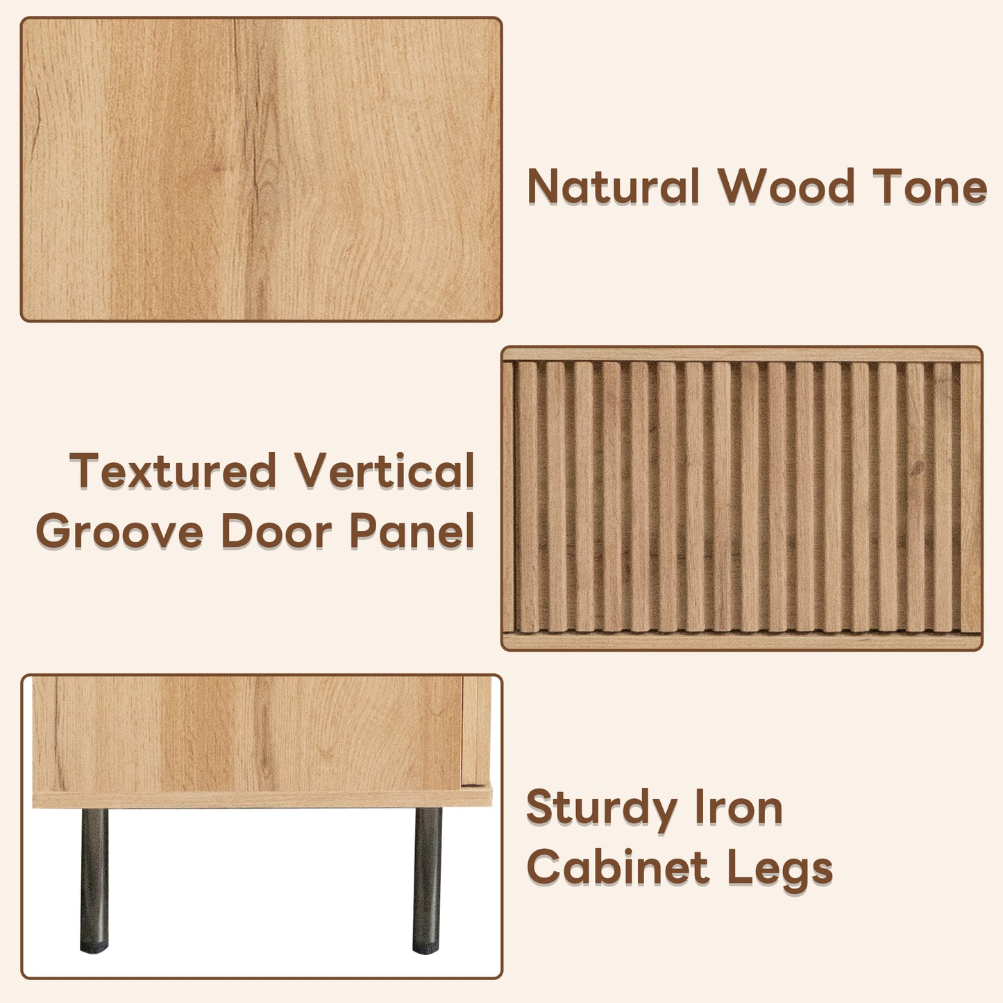 78 Inch Natural Wood TV Stand - Supports 85 Inch TVs for Living Room