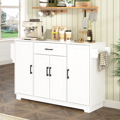 U-STYLE Sideboard Buffet Cabinet - 54.3" White MDF Storage