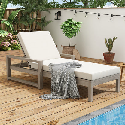 TREXM Outdoor Lounge Chairs, 5-Position Chaise Lounge Outdoor, Patio Chaise Lounge with Cushion & Adjustable Backrest, Pool Lounge Chairs for Backyard, Deck, and Lawn, Gray