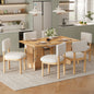 TREXM Farmhouse Wood Dining Table Set for 6 with 6 Upholstered Chairs, 60" Rectangular Dining Table with Cutout Table Legs for Dining Room, Kitchen and Living Room (Natural Wood Wash)