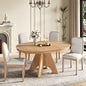 TREXM Vintage Extendable Dining Table Set for 4-6 with 4 Upholstered Chairs, 42 to 58-Inch Rustic Farmhouse Kitchen Table Set with Distressed Finish for Dining Room and Kitchen (Natural Wood Wash)