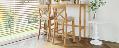 Acacia Wood Rectangular Dining Table Set with 2 Chairs