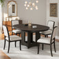TOPMAX Farmhouse Extendable Round Dining Table Set for 4, 5-Piece Kitchen Table Set with 4 Upholstered Chairs and 16inch Removable Leaf for Small Places, Espresso+Beige