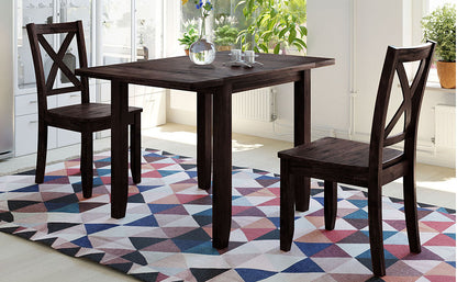 Espresso Wood Drop Leaf Dining Table Set - 3 Piece Breakfast Nook for Dining Room