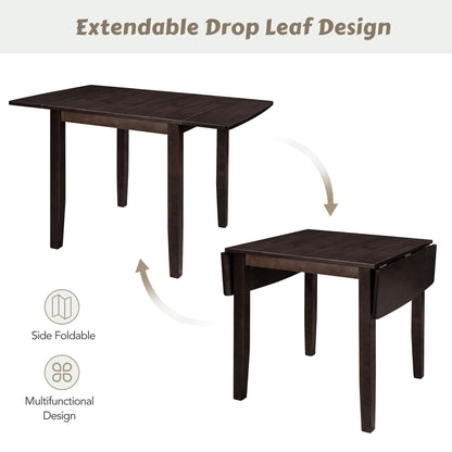 Espresso Wood Drop Leaf Dining Table Set - 3 Piece Breakfast Nook for Dining Room