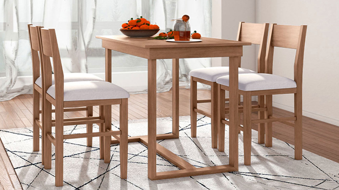 Farmhouse Counter Height Dining Table Set - 5 Piece Brown for Dining Room