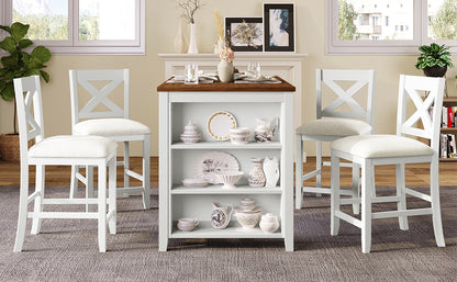 White Rectangular Dining Table Set with 4 Chairs for Dining Room