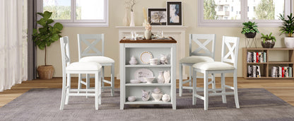 White Rectangular Dining Table Set with 4 Chairs for Dining Room
