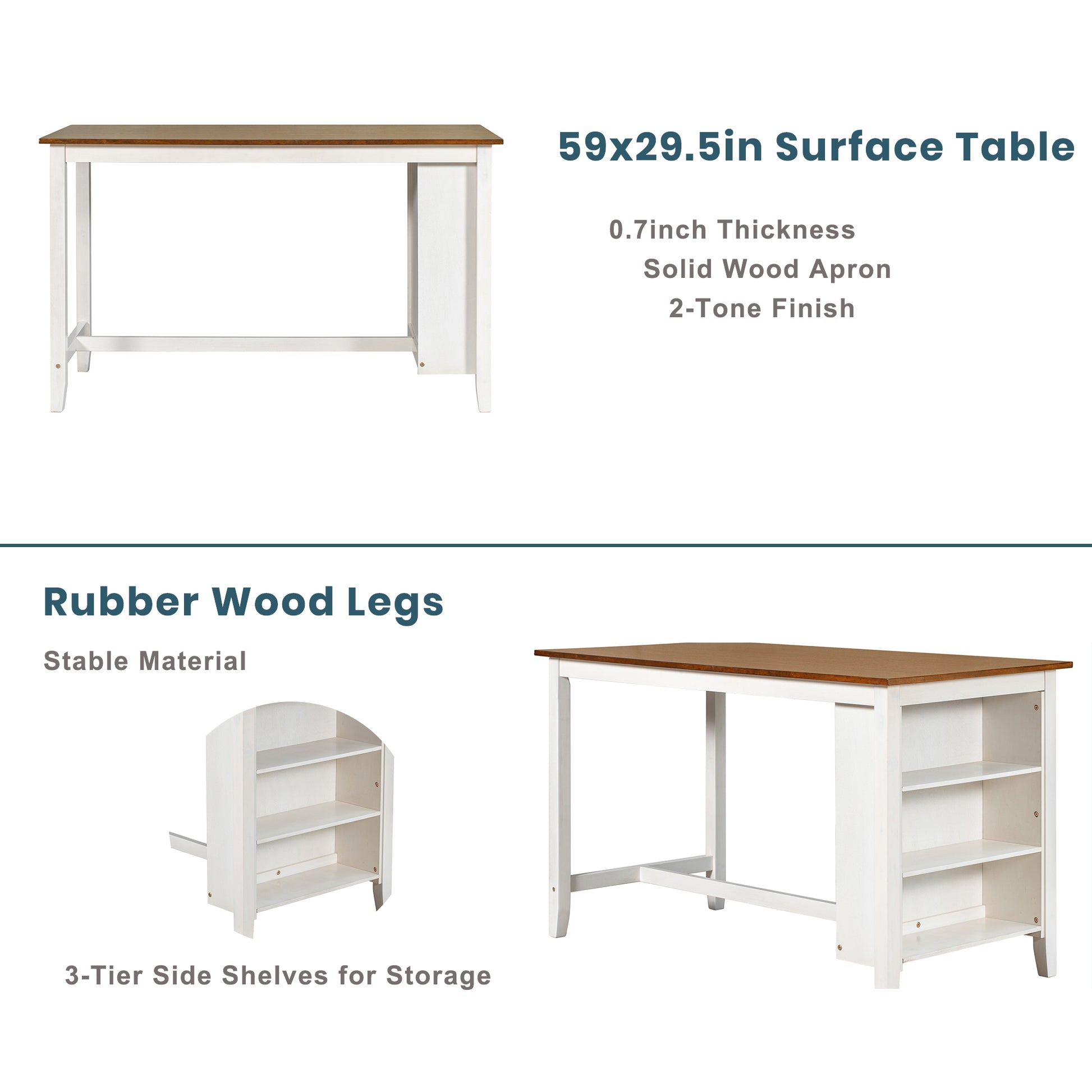 White Rectangular Dining Table Set with 4 Chairs for Dining Room