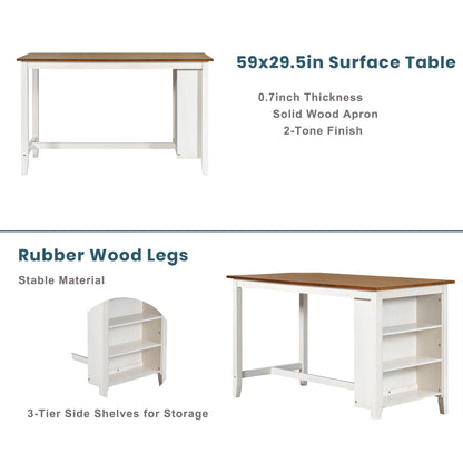 White Rectangular Dining Table Set with 4 Chairs for Dining Room
