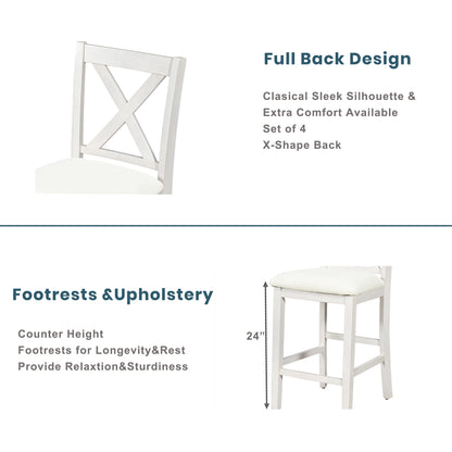 White Rectangular Dining Table Set with 4 Chairs for Dining Room