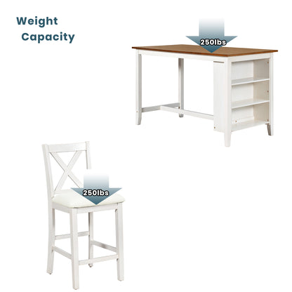 White Rectangular Dining Table Set with 4 Chairs for Dining Room