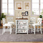 TOPMAX 5 Pieces Counter Height Rustic Farmhouse Dining Room Wooden Bar Table Set with 4 Chairs, White(old sku:SP011135AAK)