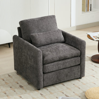 31.9" Cozy Upholstered Armchair Oversized Comfy Cloud Sofa Double Cushion Single Sofa Plush Cushion Armchair for Living Room, Grey