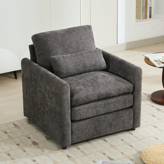 31.9" Cozy Upholstered Armchair Oversized Comfy Cloud Sofa Double Cushion Single Sofa Plush Cushion Armchair for Living Room, Grey