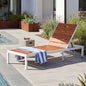 Brown & White Acacia Wood Patio Chaise Lounge