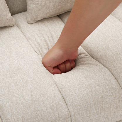 Beige Convertible Sofa Bed Loveseat with USB Ports and Storage for Living Room