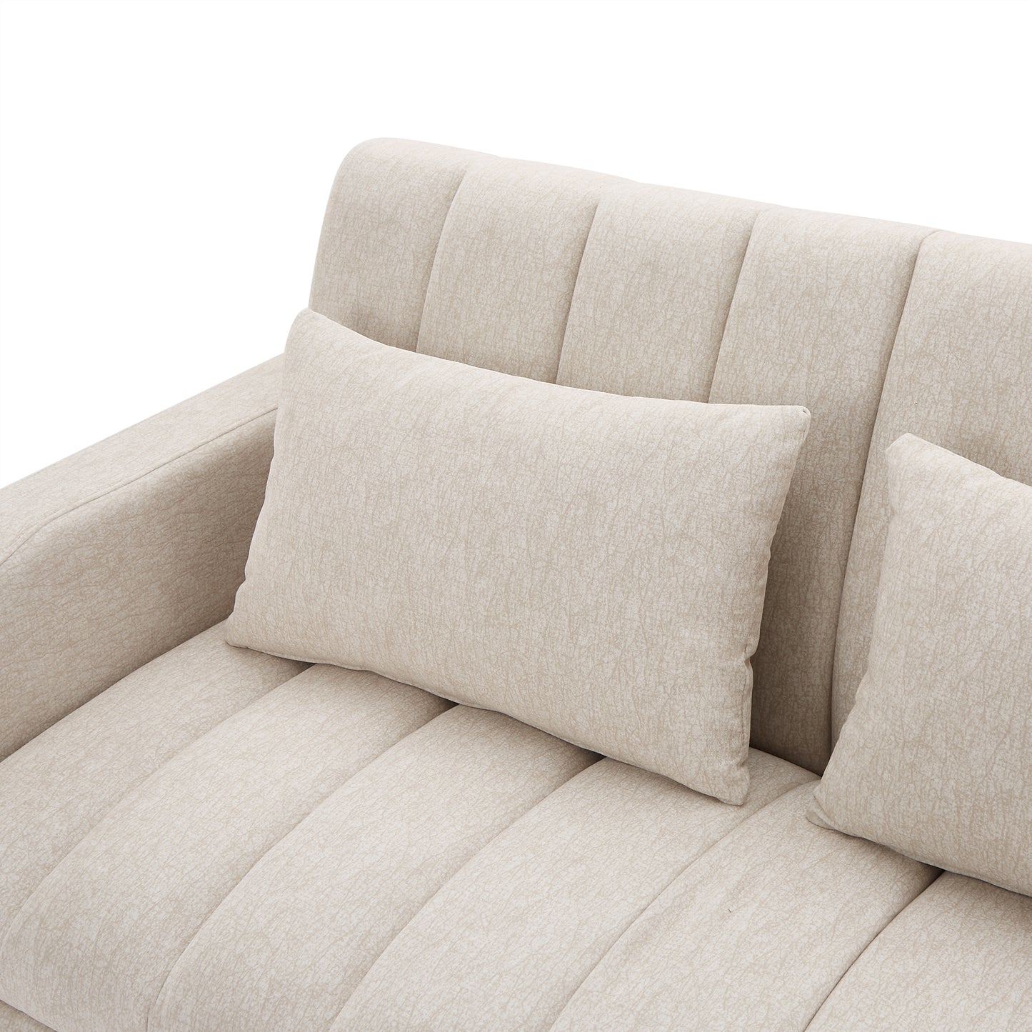 Beige Convertible Sofa Bed Loveseat with USB Ports and Storage for Living Room