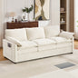 Modern 3-seater Sofa Soft 88.2" Plush Upholstered Sofa Couch with Double-Layer Cushion and Side Storage Pockets for Living Room, Bedroom, Apartment and Small Space, Beige