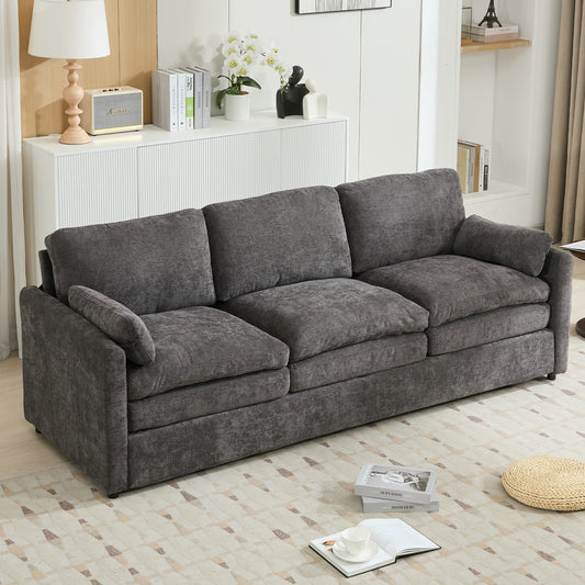 89"  Cozy Upholstered 3-seater Sofa Oversized Comfy Cloud Sofa Double Cushion 3-seater Sofa Plush Cushion Sofa Couch for Living Room (Old SKU:N719P251497E), Grey