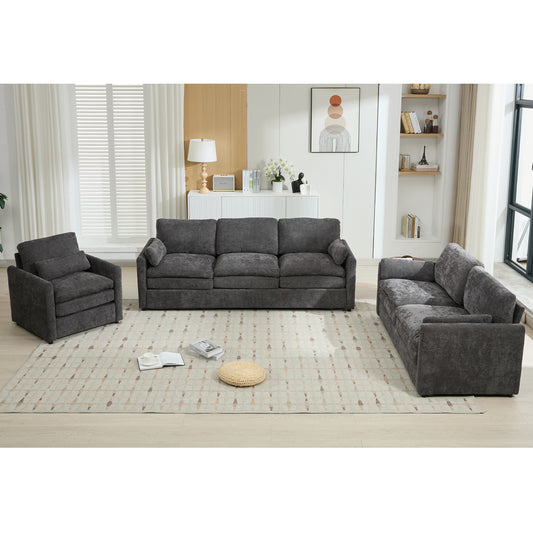 Cozy Upholstered Sofa Set Oversized Comfy Cloud Sofa Double Cushion Sofa Group Plush Cushion Sofa Couch for Living Room(Old SKU:N719S001920E), Grey