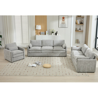 Cozy Upholstered Sofa Set Oversized Comfy Cloud Sofa Double Cushion Sofa Group Plush Cushion Sofa Couch for Living Room(Old SKU:N719S001920R), Light Grey