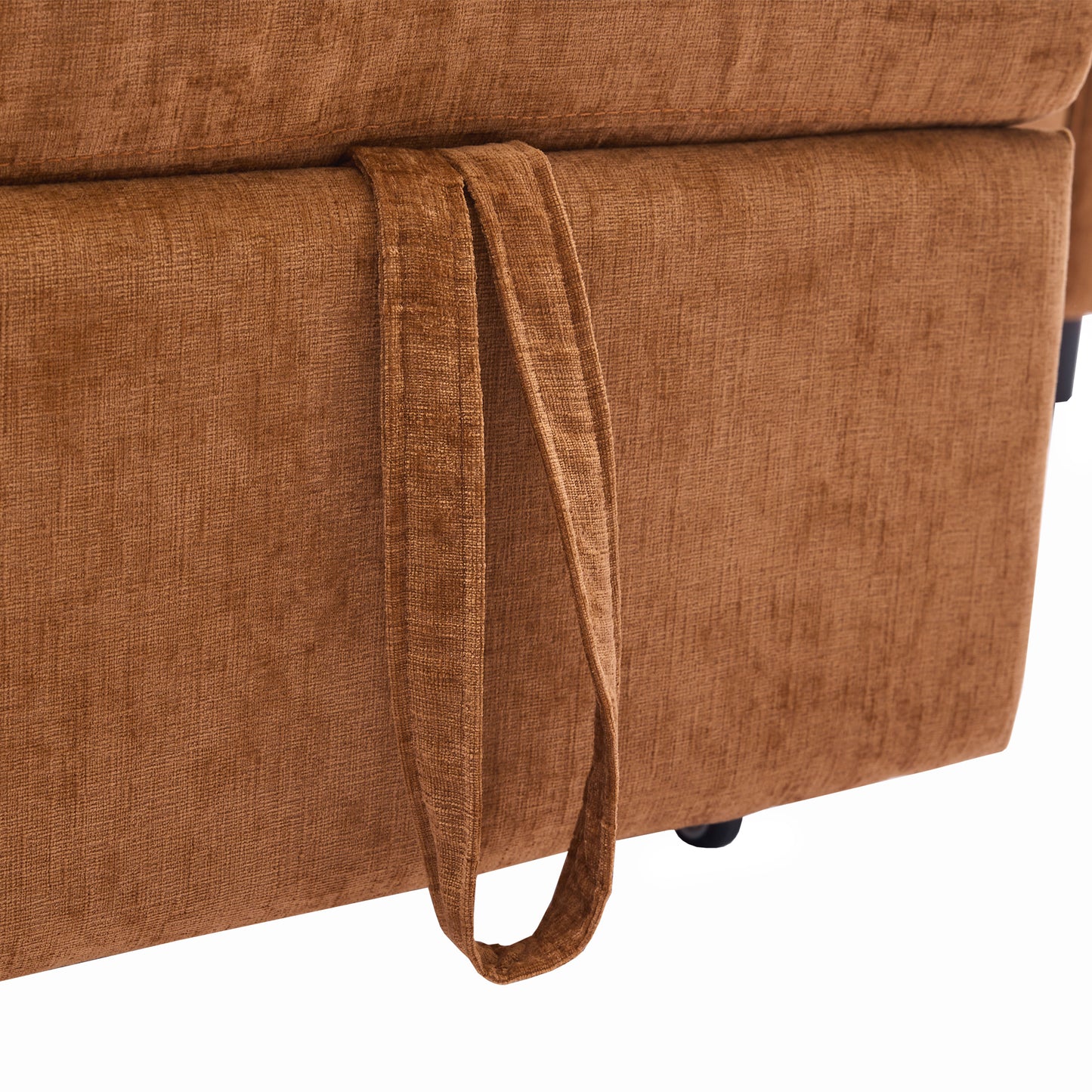 2-in-1 Orange Chenille Sofa with Sleeper & Recliner - 82" Three Seater