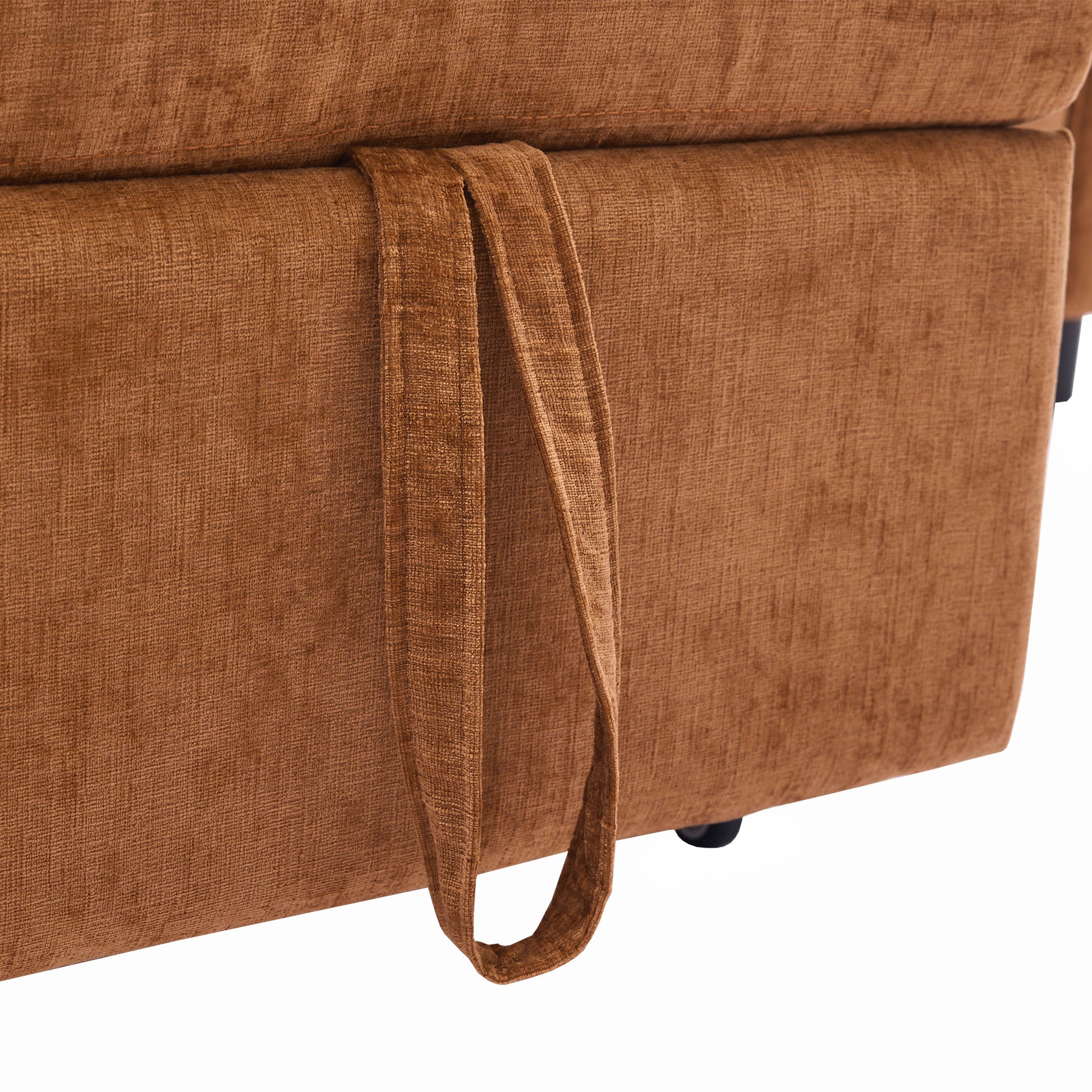 2-in-1 Orange Chenille Sofa with Sleeper & Recliner - 82" Three Seater