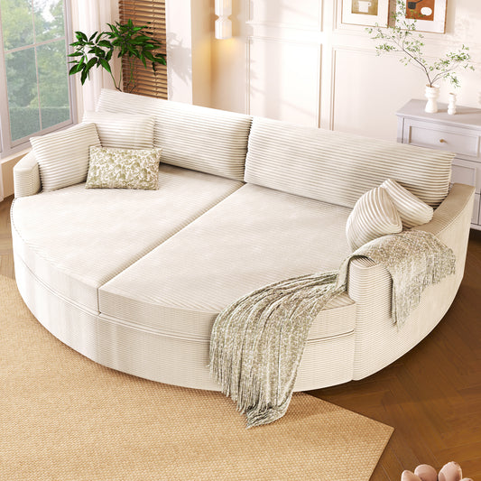 Oversized Double Chaise Lounge Sofa 102.3" Sofa Bed Upholstered Loveseat Sofa Couch with Deep Seat and USB Ports for Living Room, Beige