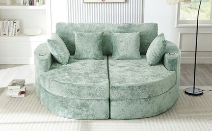 80" Green Chaise Sofa - Rolled Arm Sofa with Foam