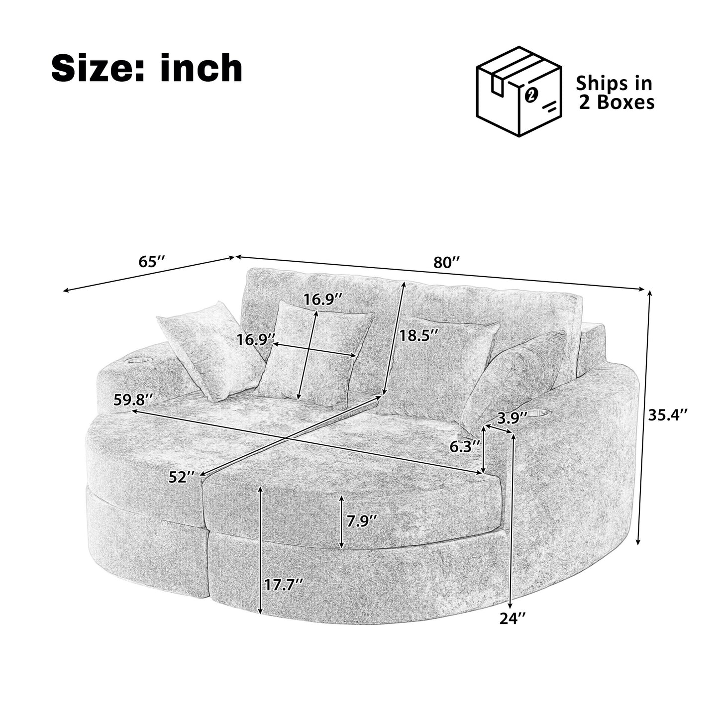 80" Green Chaise Sofa - Rolled Arm Sofa with Foam
