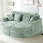 Full-Compressed Chaise Sofa 80" Curved Chaise Lounge Sofa Boneless Couch Upholstered Sofa Bed with Two Cup Holders for Living Room, Green