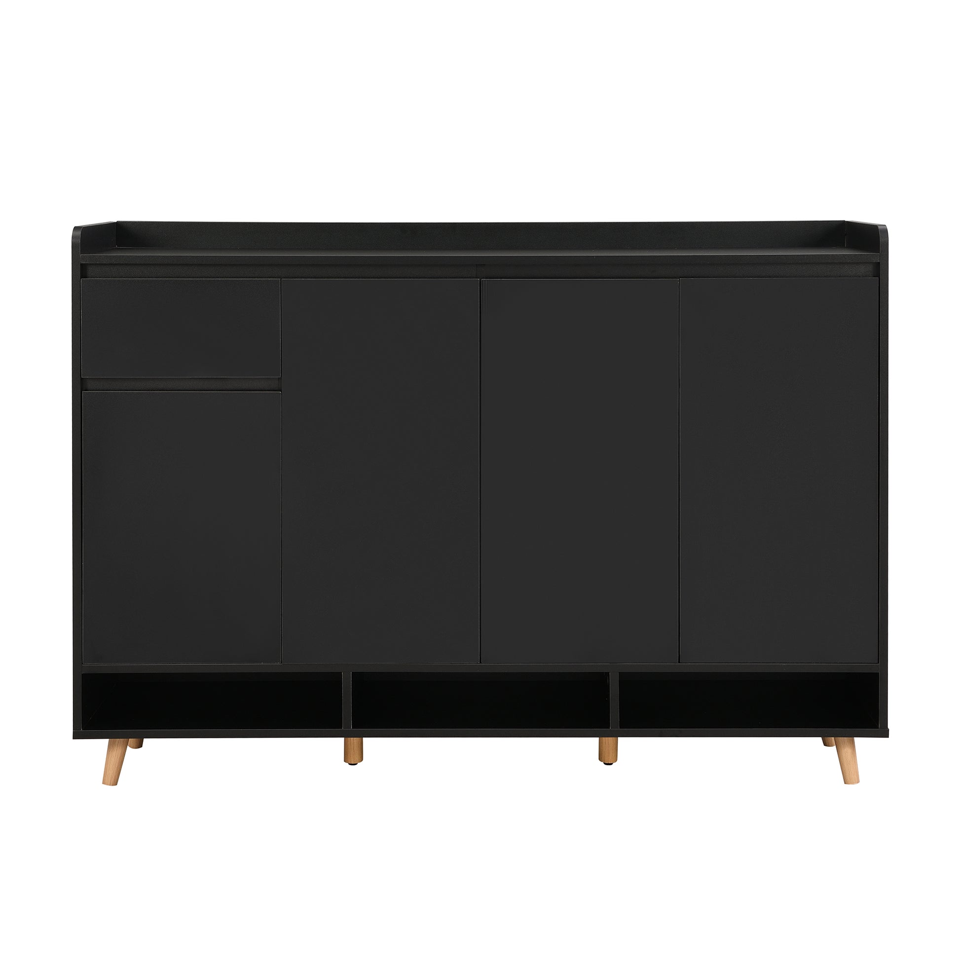 Black Shoe Cabinet with Adjustable Shelves - Storage Sideboard for Living Room