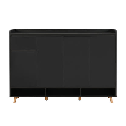 Black Shoe Cabinet with Adjustable Shelves - Storage Sideboard for Living Room