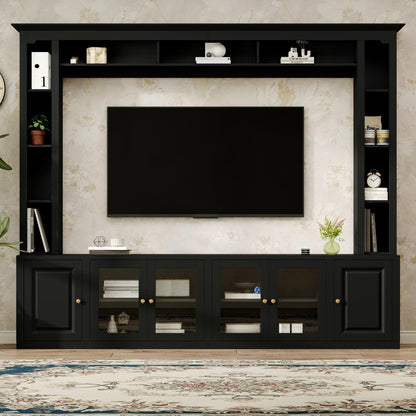 4-Piece Modern TV Wall Unit - Black Storage & Display