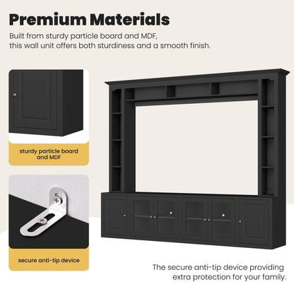 4-Piece Modern TV Wall Unit - Black Storage & Display