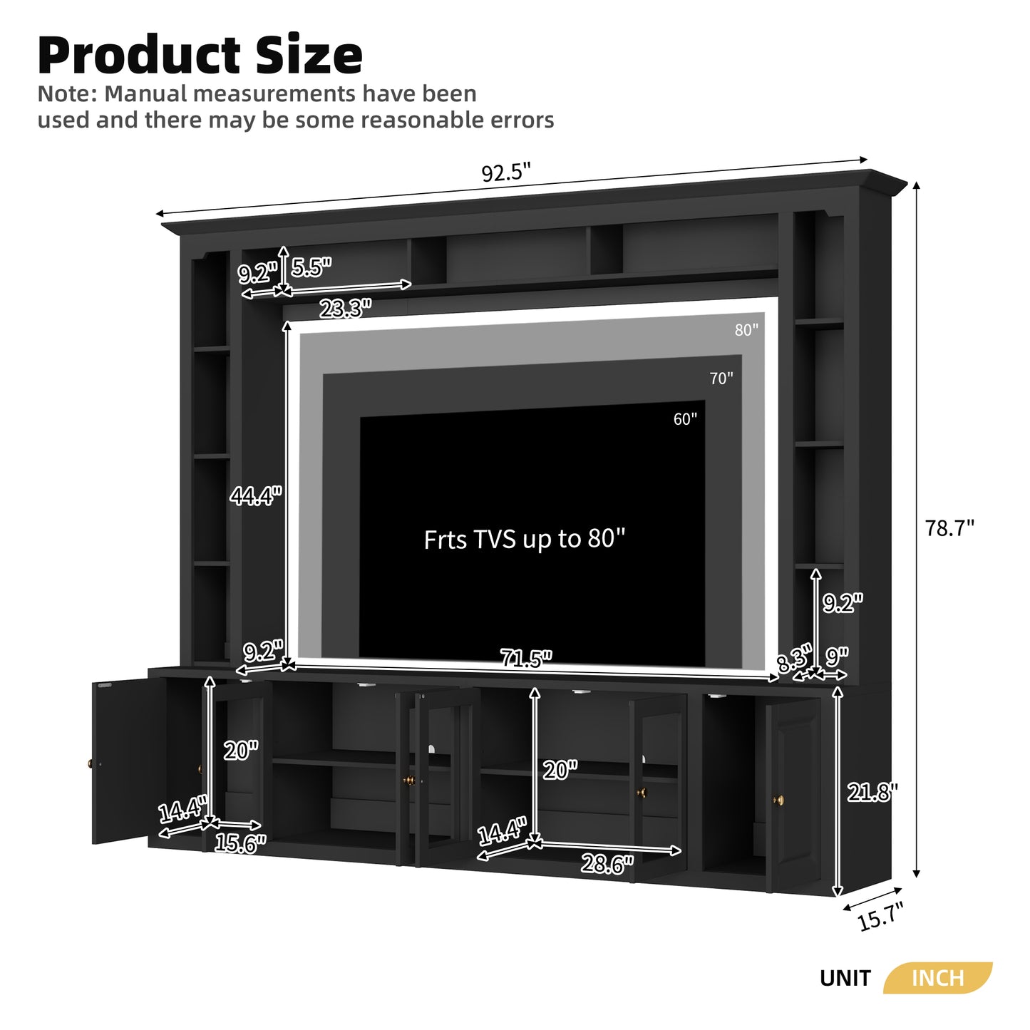 4-Piece Modern TV Wall Unit - Black Storage & Display