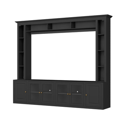 4-Piece Modern TV Wall Unit - Black Storage & Display