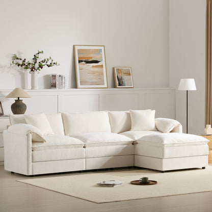 [VIDEO]103" Chenille Modular Sectional Sofa with Deep and Wide Seat,L Shaped Cloud Couch Set with Double Cushions,4 Seat Sofa with Movable Ottoman,Oversized Indoor Furniture for Living Room,3 Colors