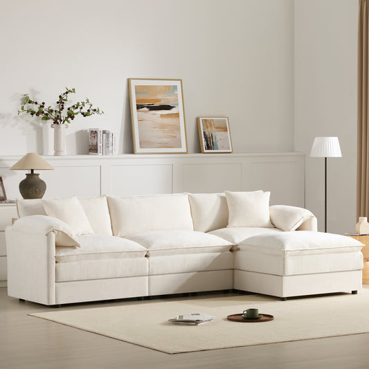 [VIDEO]103" Chenille Modular Sectional Sofa with Deep and Wide Seat,L Shaped Cloud Couch Set with Double Cushions,4 Seat Sofa with Movable Ottoman,Oversized Indoor Furniture for Living Room,3 Colors