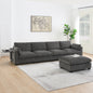 [VIDEO]130" Modular Sectional Sofa, L-Shape with Folding Table and Dual-Port Charging, Side Storage Pockets, 2 Armrest Pillows, Free Movement Ottoman, High Density Foam, Chenille, 5 Seat, 2 Colors