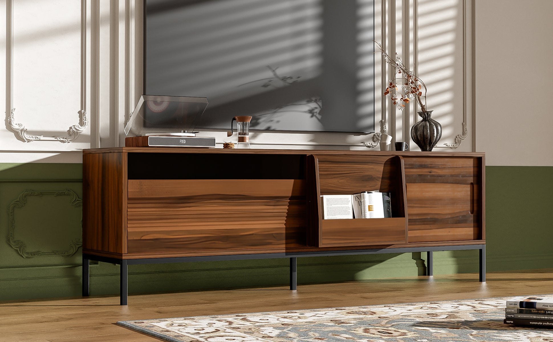 70.9" Brown MDF TV Stand with Storage - Modern Media Console for Living Room