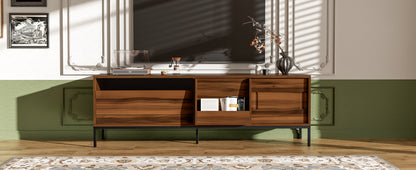 70.9" Brown MDF TV Stand with Storage - Modern Media Console for Living Room